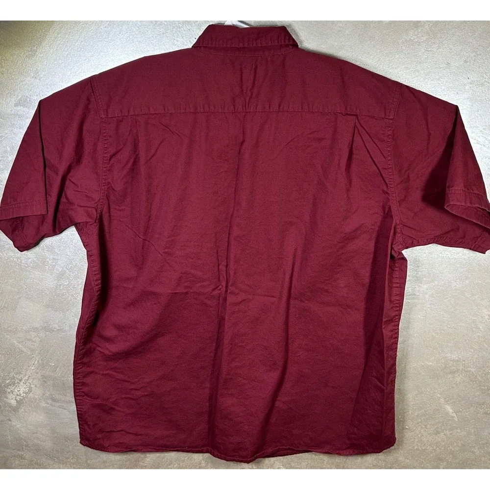 Wrangler Premium Quality Button Down Shirt Men's XL Short Sleeve‎ Burgundy